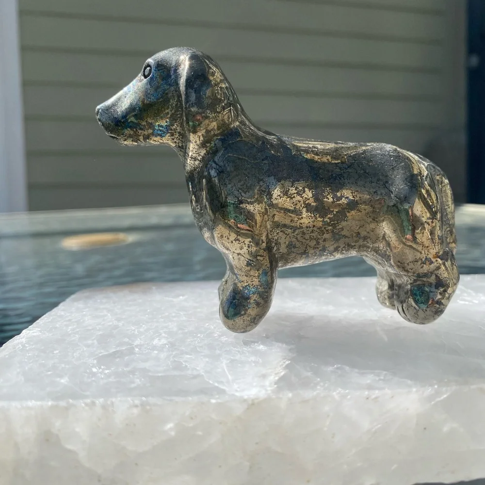 Pyrite Daschund Figurine